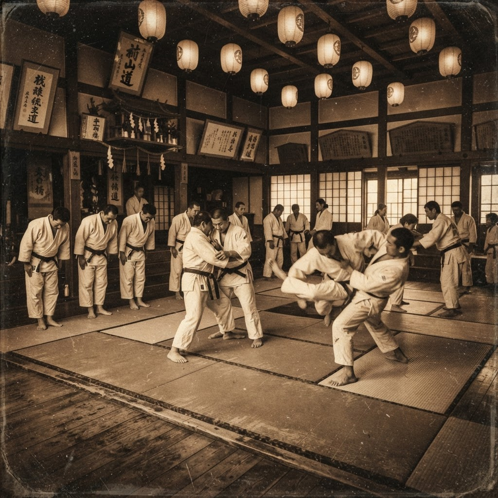Dojo japonés tradicional a principios del siglo XX